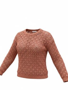 Nicole Miller Artelier Women's Open-Knit Crewneck Sweater - Dusty Pink SZ S EUC